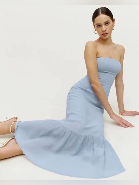 Reformation Dresses & Skirts - Reformation Arta Strapless Light Blue Mermaid Midi Dress
